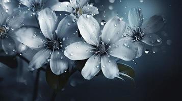 beautiful white flowers with blue background, Generate Ai photo