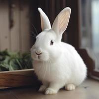 Cute white rabbit with short ears, Generate Ai photo