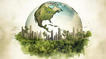 Photo illustration of environmentally friendly and ecology concept, generat ai