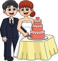 Wedding Groom And Bride Cutting Cake Clipart vector