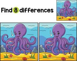 Octopus Animal Find The Differences vector