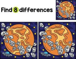 UFO and Asteroid in Space Find The Differences vector