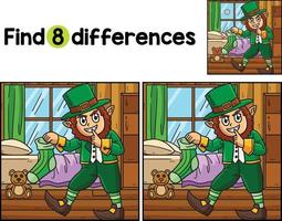 Leprechaun Holding Sock Find The Differences vector