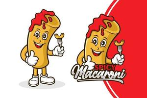 Spicy macaroni mascot cartoon design logo vector