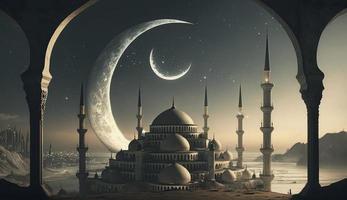 amazing architecture design of muslim mosque ramadan concept, illustration of amazing architecture design of muslim mosque ramadan concept, Generate Ai photo