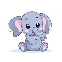 Cute elephant sitting and waving hand cartoon vector icon illustration, generat ai photo