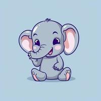 Cute elephant sitting and waving hand cartoon vector icon illustration, generat ai photo