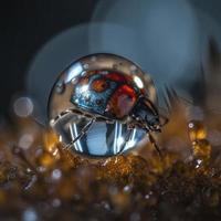 un esfera hecho de minúsculo vidrio macro mariquitas, macro fotografía, generar ai foto