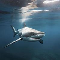 Photo dangerous shark underwater, generat ai
