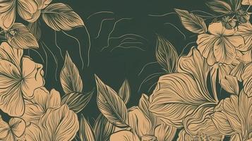 Hand drawn linear engraved floral background, generat ai photo