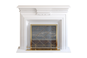 White fireplace isolated on a transparent background png