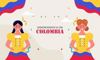 Flat 20 de julio illustration, festivities in Colombia vector