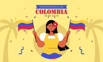 Flat 20 de julio illustration, festivities in Colombia vector