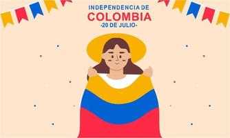 Flat 20 de julio illustration, festivities in Colombia vector