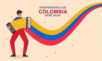 Flat 20 de julio illustration, festivities in Colombia vector