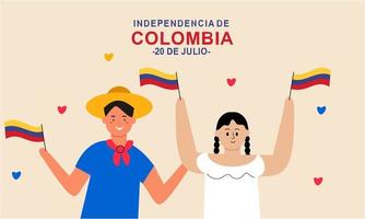 Flat 20 de julio illustration, festivities in Colombia vector