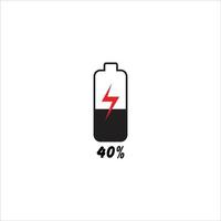 Mobile phone battery charging flat vector illustration, 40 percent charging bar vector illustration.