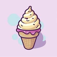 Ice cream cone cartoon icon illustration. sweet food icon concept isolated . flat cartoon style, generat ai photo