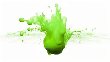 Green water color drop splash diffuse on white background, generat ai photo