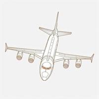 Outline airplain illustration, generat ai photo