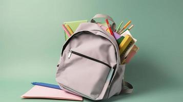 Free photo opened backpack with school supplies, generat ai