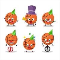 Cartoon character of basket ball with various circus shows vector