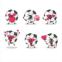 fútbol pelota dibujos animados personaje con amor linda emoticon vector