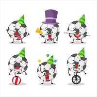 dibujos animados personaje de fútbol pelota con varios circo muestra vector