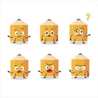 Cartoon character of pencil with what expression vector