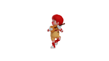 3D illustration. Cool clown 3D cartoon character. Talented clown holding and hugging a guitar. Clown playing guitar at a party. 3D cartoon character png