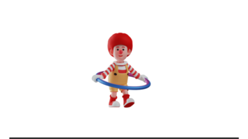 3D illustration. Clown boy 3D cartoon character. Adorable clown playing happily. Cheerful clown loves to play while laughing happily. 3D cartoon character png