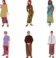 Set of people in traditional clothes. Vector illustration isolated on white background.
