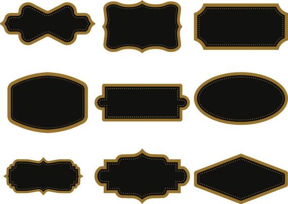 Set of vintage frames. Vector illustration. Black and gold color.