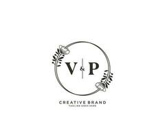 initial VP letters hand drawn feminine and floral botanical logo suitable for spa salon skin hair beauty boutique and cosmetic company. vector