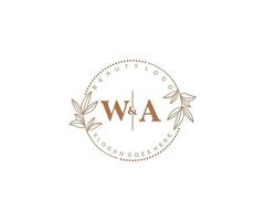 inicial Washington letras hermosa floral femenino editable prefabricado monoline logo adecuado para spa salón piel pelo belleza boutique y cosmético compañía. vector