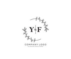 initial YF letters Beautiful floral feminine editable premade monoline logo suitable for spa salon skin hair beauty boutique and cosmetic company. vector