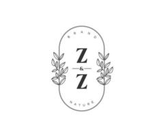 inicial zz letras hermosa floral femenino editable prefabricado monoline logo adecuado para spa salón piel pelo belleza boutique y cosmético compañía. vector