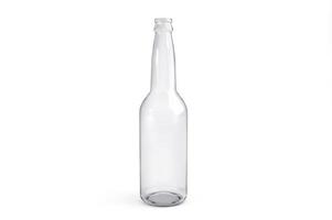 Glass empty bottle on white background. 3d render photo