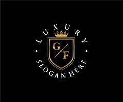 Initial GF Letter Royal Luxury Logo template in vector art for Restaurant, Royalty, Boutique, Cafe, Hotel, Heraldic, Jewelry, Fashion and other vector illustration.