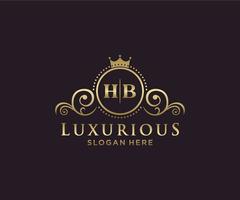 Initial HB Letter Royal Luxury Logo template in vector art for Restaurant, Royalty, Boutique, Cafe, Hotel, Heraldic, Jewelry, Fashion and other vector illustration.