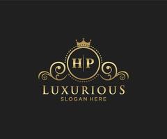 Initial HP Letter Royal Luxury Logo template in vector art for Restaurant, Royalty, Boutique, Cafe, Hotel, Heraldic, Jewelry, Fashion and other vector illustration.