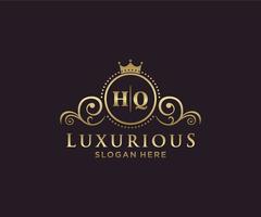 Initial HQ Letter Royal Luxury Logo template in vector art for Restaurant, Royalty, Boutique, Cafe, Hotel, Heraldic, Jewelry, Fashion and other vector illustration.