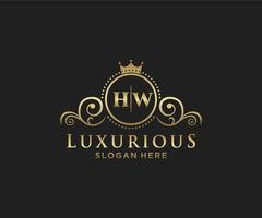 Initial HW Letter Royal Luxury Logo template in vector art for Restaurant, Royalty, Boutique, Cafe, Hotel, Heraldic, Jewelry, Fashion and other vector illustration.