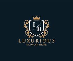 Initial IB Letter Royal Luxury Logo template in vector art for Restaurant, Royalty, Boutique, Cafe, Hotel, Heraldic, Jewelry, Fashion and other vector illustration.