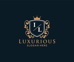 Initial IL Letter Royal Luxury Logo template in vector art for Restaurant, Royalty, Boutique, Cafe, Hotel, Heraldic, Jewelry, Fashion and other vector illustration.
