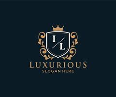 Initial IL Letter Royal Luxury Logo template in vector art for Restaurant, Royalty, Boutique, Cafe, Hotel, Heraldic, Jewelry, Fashion and other vector illustration.