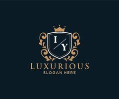 Initial IY Letter Royal Luxury Logo template in vector art for Restaurant, Royalty, Boutique, Cafe, Hotel, Heraldic, Jewelry, Fashion and other vector illustration.