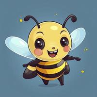 Cute bee flying cartoon icon illustration. animal nature icon concept isolated, generat ai photo