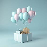 Free photo 3d balloons and present box, generat ai