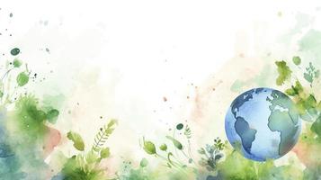 Free watercolor earth day background, generat ai photo